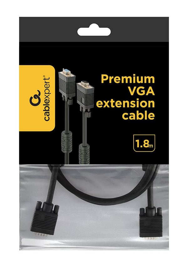 Cablexpert Premium CC-PPVGAX-6B - VGA-kabel - HD-15 (VGA) (hunn) til HD-15 (VGA) (hann) - 1.8 m - formstøpt, tommelskruer - svart