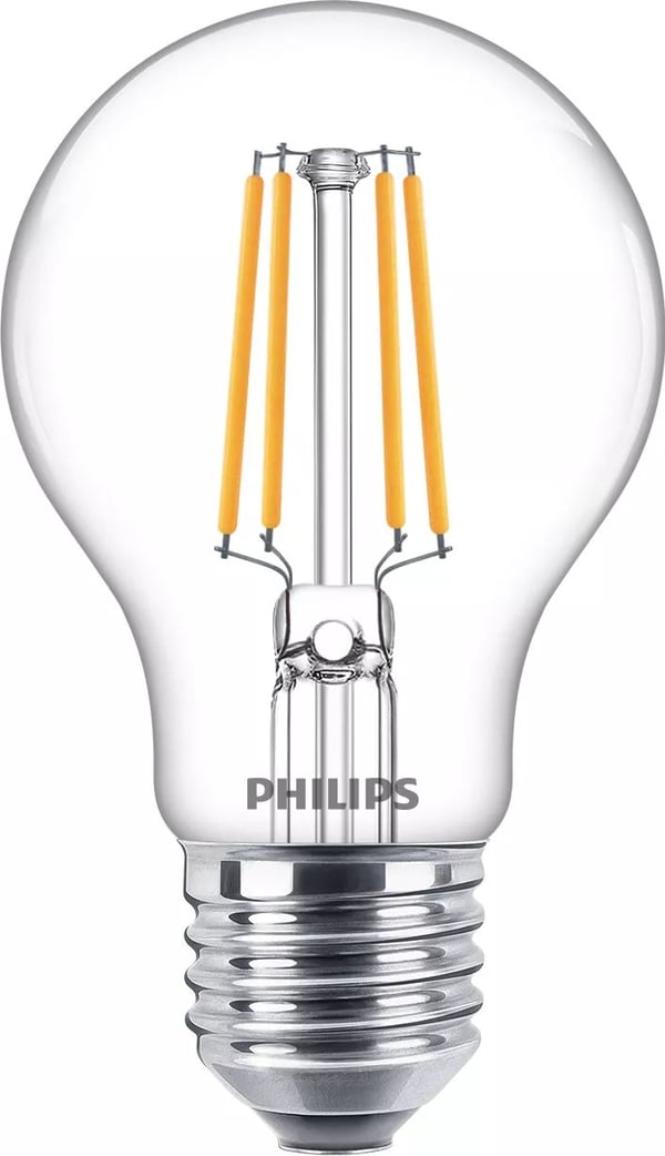 Philips - LED-filamentlyspære - form: A60 - klar finish - E27 - 4.3 W (ekvivalent 40 W) - klasse F - varmt hvitt lys - 2700 K (en pakke 3)