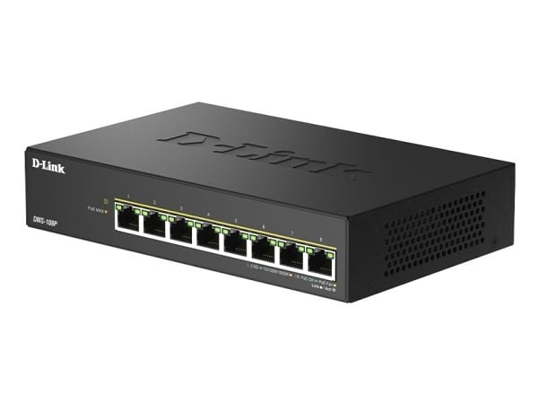D-Link DMS-108P - Switch - ikke-styrt - 8 x 10/100/1000/2.5G - stasjonær - PoE+ (230 W)