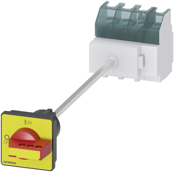 Siemens lastbryter, rød, gul, 4-polet, 35 mm², 63 A, 690 V/AC, 3LD25171TL13, 4P, IP65, 91 mm, 110 mm, 450 mm, 95 mm