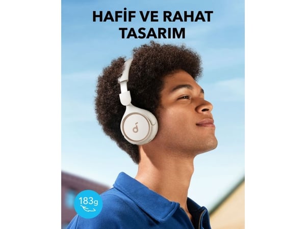 Soundcore H30i - Hörlurar med mikrofon - på örat - Bluetooth - trådlös, kabelansluten - 3,5 mm kontakt - vit