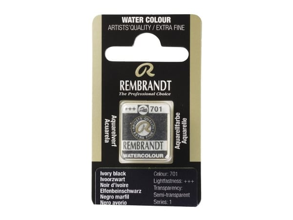 Rembrandt akvarellfargekake Ivory Black 701