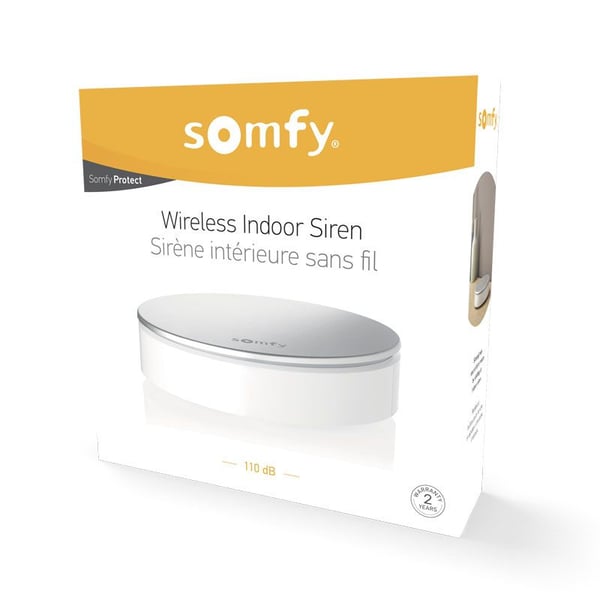 Somfy 2401494, Langaton sireeni, Sisätila, 200 m, 110 dB, Valkoinen, CE, RoHS