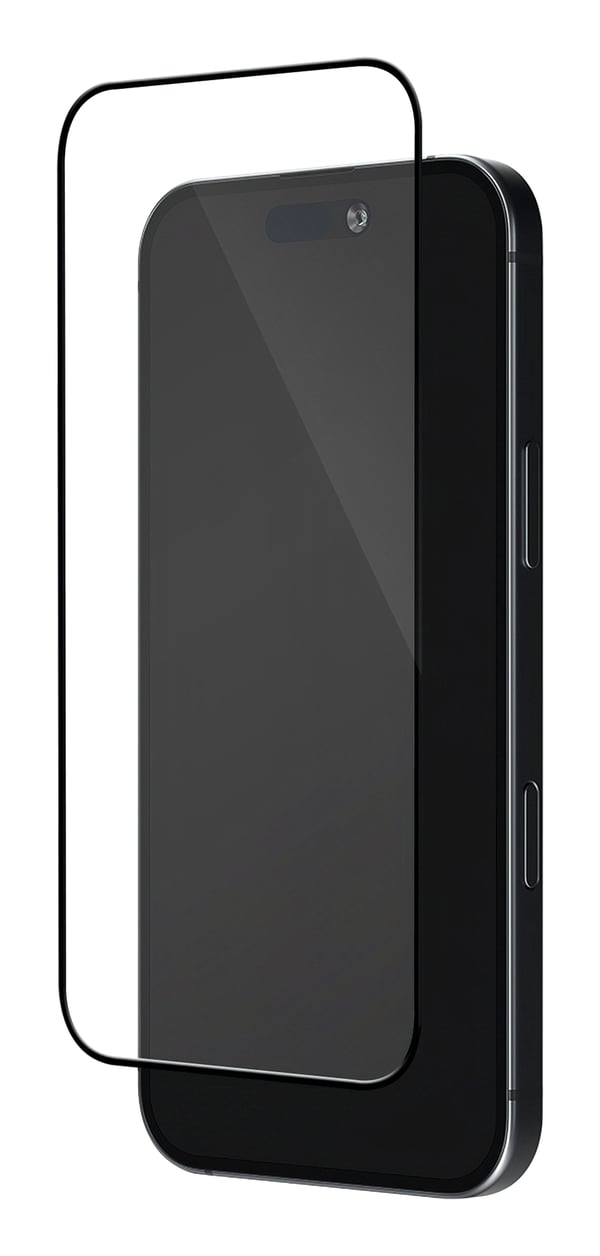 DELTACO - Skjermbeskyttelse for mobiltelefon - full pasning - glass - rammefarge svart - for Apple iPhone 16 Pro Max, 17 Pro Max