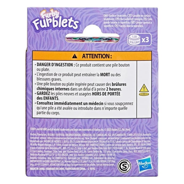 Furby Furblets Pep-Mint, Tegneseriefigur, 6 år, Interaktiv, Gir fra seg lyd, LR44