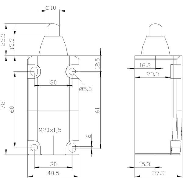 Siemens 3SE51120CC021AJ0 3SE5112-0CC02-1AJ0 Asentokytkin 6 A, kuparinen iskuri, ruostumattomasta teräksestä valmistettu iskuri, IP66, IP67, 1 kpl, ...