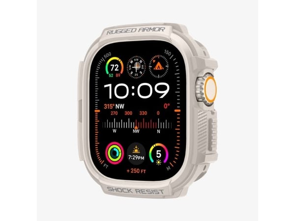 Spigen Rugged Armor – Fodral till smartklocka – robust – termoplastisk polyuretan (TPU) – dune beige – för Apple Watch Ultra (49 mm), Ultra 2 (49 mm)