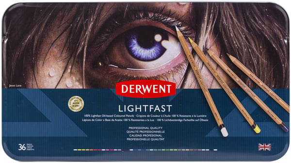 Derwent Lightfast Pencil 36 stk. i tinæske - oliebaseret farveblyant