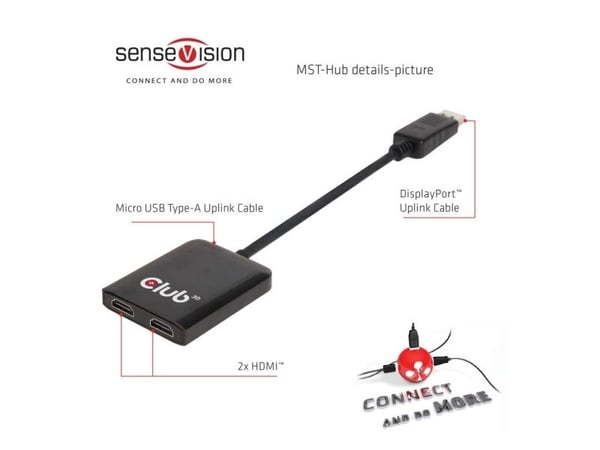 Club 3D CSV-6200H MST-keskitin, DisplayPort 1.2 - 2x HDMI