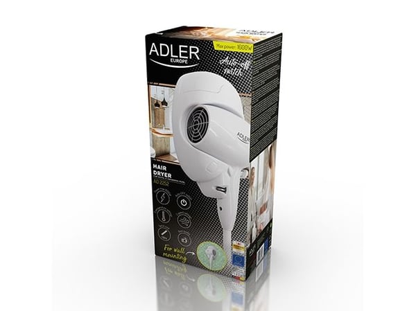 Adler AD 2252 hiustenkuivaaja 1600 W hotelli- ja uimahallikäyttöön, valkoinen