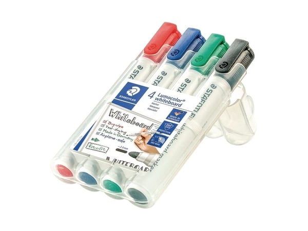 Whiteboardmarker Staedtler Lumocolor 351 med 4 st. ass. färger