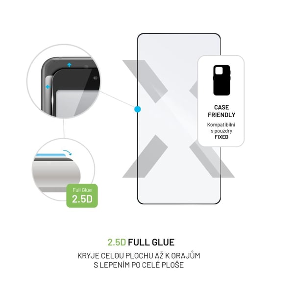 FIXED - Skjermbeskyttelse for mobiltelefon - full deksel - 2.5D - glass - rammefarge svart - for Xiaomi POCO M6 Pro; Xiaomi Redmi Note 13 Pro