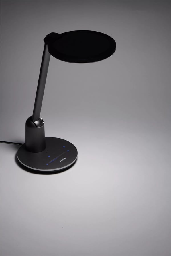 Philips Funksjonell Einstein-skrivebordslampe, Mørkegrå, Metall, Soverom, Stue, Kontor, Tidsriktig, IP20, II