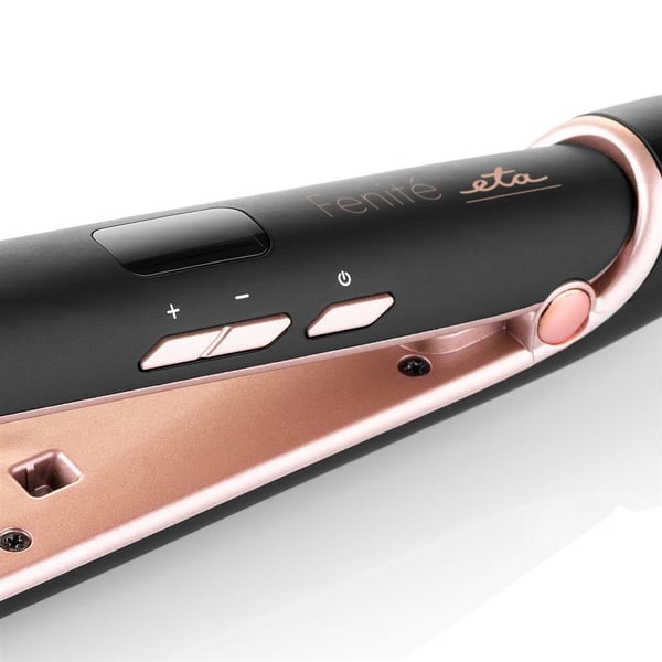 ETA Fenite Hair Straightener Gift Set with Ceramic Plates, LCD Display, Brush, Comb, Hair Clips, and Case