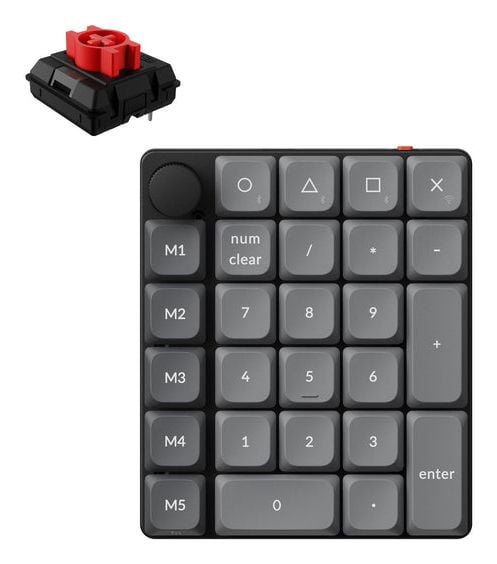 Keychron K0 Max - Tastegruppe - QMK, custom - bakgrunnsbelyst - trådløs - 2.4 GHz, Bluetooth 5.3, USB - tastsvitsj: Keychron Milk POM Red (Hot-swap...