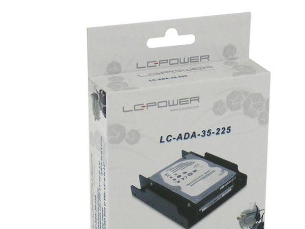 LC-Power LC-ADA-35-225, 2,5/3,5", Etupaneeli, Musta, Muovi, CE, 25 mm