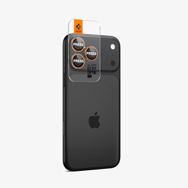Spigen Optik Pro EZ Fit, Apple, iPhone 17 Pro, Fallsäker, Reptålig, Orange, 2 styck