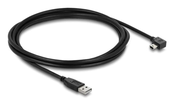 Delock - USB-kabel - USB (hane) till mini-USB typ B (hane) vinklad - 2 m - upp till 480 Mbps datatöverföringshastighet - svart