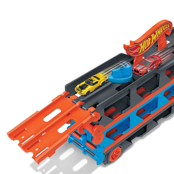 Hot Wheels City Speedway Hauler bilbana med lastbil, 2-i-1, 4 år