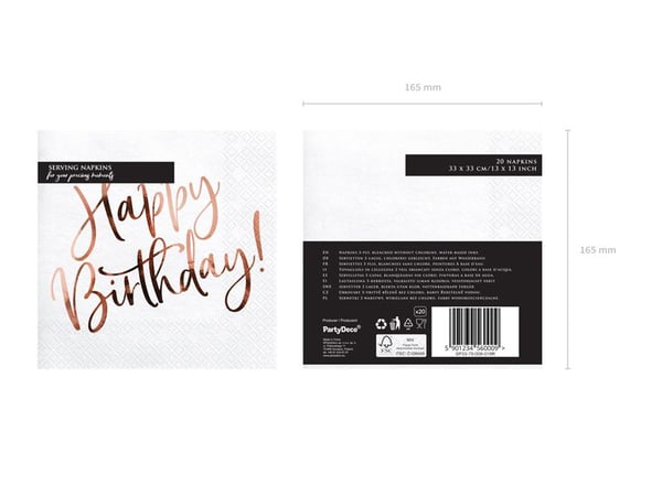 PartyDeco SP33-79-008-019R, Valkoinen, Kulta, Paperi, Yksivärinen, 330 mm, 330 mm, 20 kpl