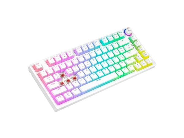 Savio Phenix WHITE GAT RED PUD-tastaturspill USB + Bluetooth QWERTY American International White