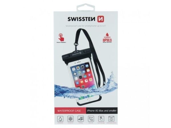 Swissten 32900800, Veske beholder, Universell, iPhone XS Max and smaller, 16,5 cm (6.5"), Sort, Gjennomsiktig