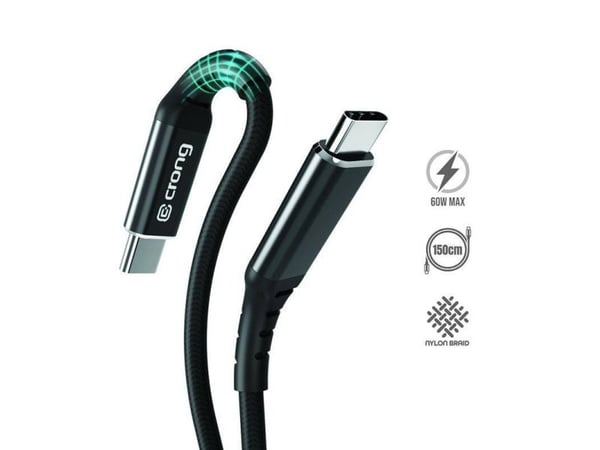 Crong Armor Link, 2 m, USB C, USB C, Svart
