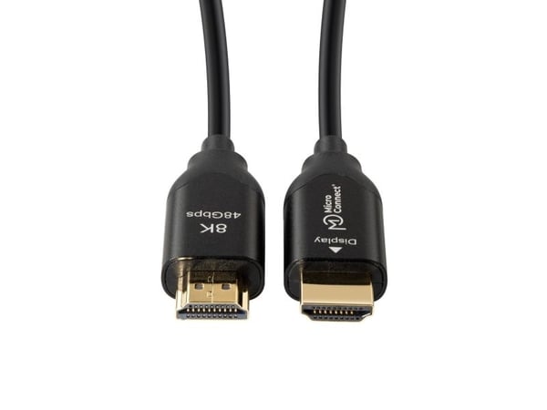 MicroConnect Premium - Ultra High Speed - HDMI-kabel med Ethernet - HDMI hann rett til HDMI hann rett - 50 m - hybridkobber / fiberoptikk - svart -...