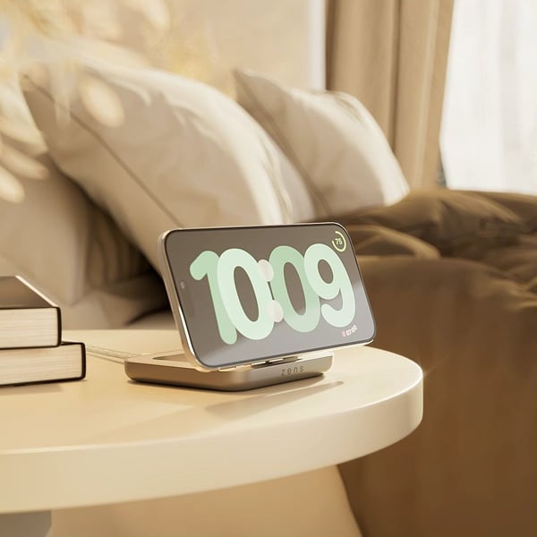 ZENS ZESC20W/00 magnetisk trådlös sängbordsladdare 15 watt Qi2, vit/silver