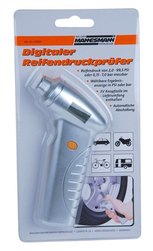 BRÜDER MANNESMANN M00540, Digital tryckmätare, 0,15 - 7 Bar, Bär, Silver, LCD, 3 V