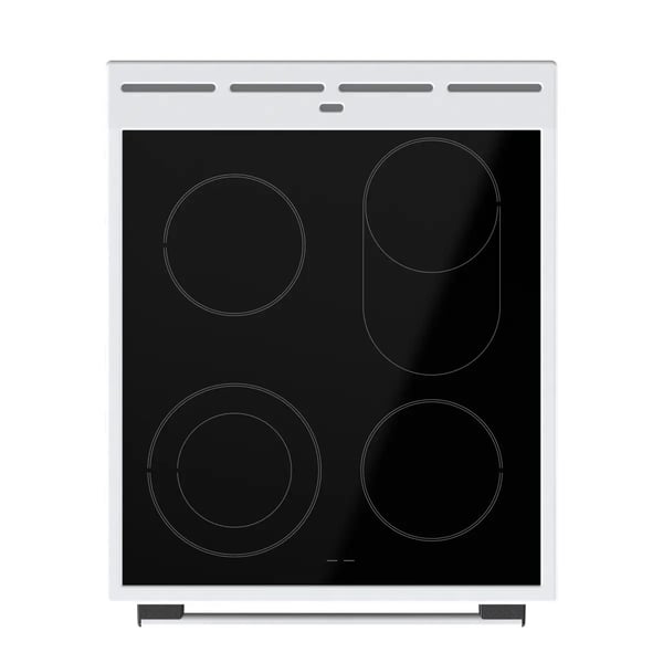 Gorenje GECS5C60WPA, Frittstående komfyr, Hvit, Knapper, Rotasjon, Sølv, Metall, LED