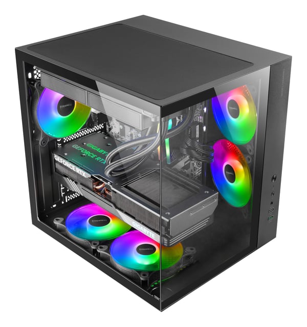 Mars Gaming MCV-ONE, Midi Tower, PC, Svart, ATX, micro ATX, Mini-ITX, Stål, Härdat glas, Spela