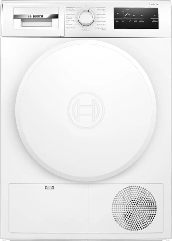 Bosch WTH83004, Vapaasti seisova, Edestä täytettävä, Kondensoituminen, Valkoinen, Painikkeet, Kosketus, 112 L