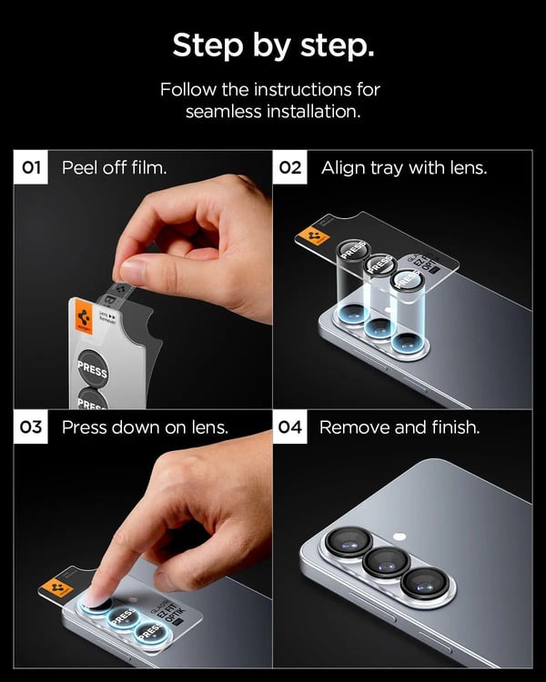 Spigen GLAS.tR EZ Fit Optik Pro HD, Samsung, Galaxy S26, Svart, 2 stykker