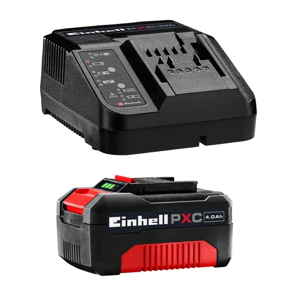 Einhell 4512042, Litiumioni (Li-Ion), 18 V 4,00Ah, Musta, Punainen, 200-260 V, 50/60 Hz, Litiumioni (Li-Ion)