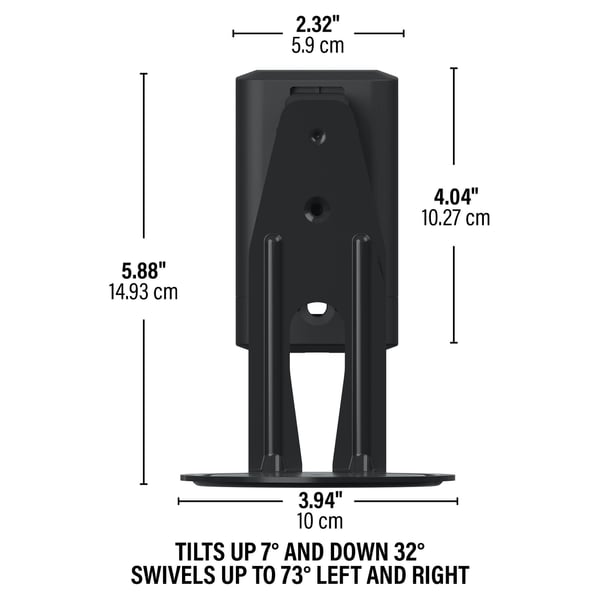 Sanus WSWME12 - Monteringssett (veggmontering) - for høyttaler - justerbar, par - svart - veggmonterbar (en pakke 2) - for Sonos Era 100