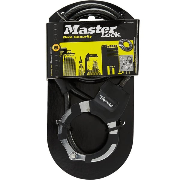 MASTER LOCK Street Cuff, Wirelås, Svart, Stål, nyckel, 1000 mm, 8 mm