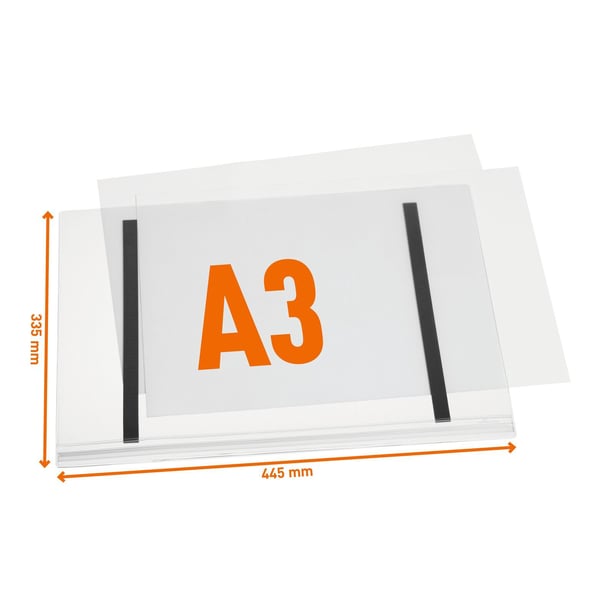 Vedenpitävä magneettinen tietotasku A3 - 5 kpl/pkt Vedenpitävä magneettinen tietotasku A3 - 5 kpl/pkt