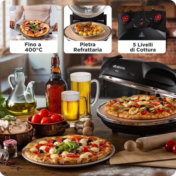 Ariete 0917 - Pizzaovn - 1.2 kW - svart