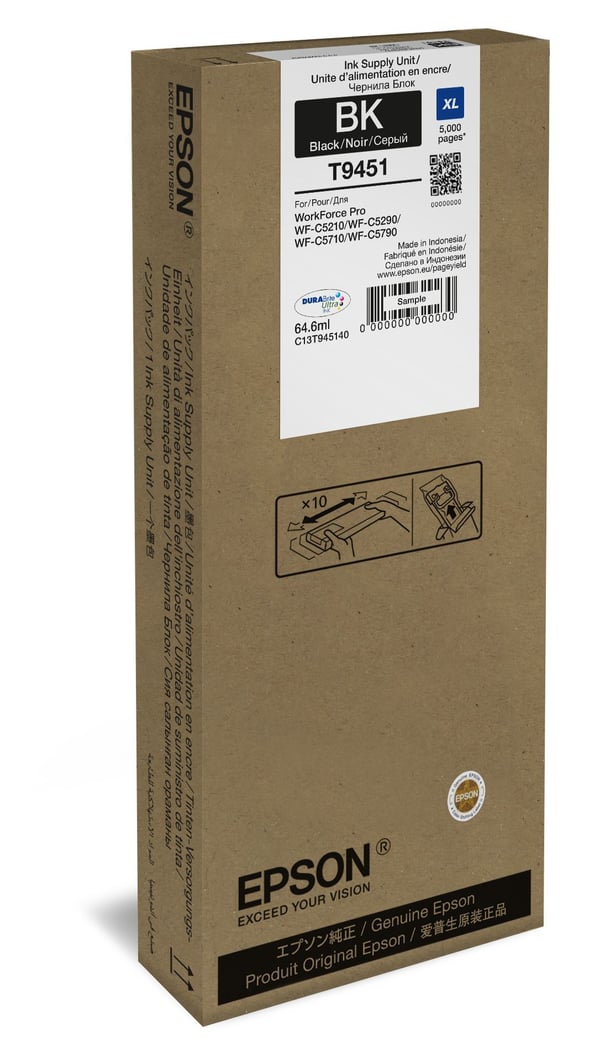 Epson T9451 - 64.6 ml - XL-storlek - svart - original - bläckpatron - för WorkForce Pro WF-C5210DW, WF-C5290DW, WF-C5710DWF, WF-C5790DWF