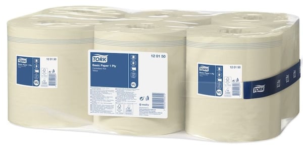 Pyyhepaperi Tork M2 Basic keskisyöttöinen keltainen 1-kerroksinen - (6 rullaa laatikossa)