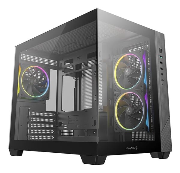 DeepCool CG330 3F datorchassi, Micro-ATX, härdat glas, svart