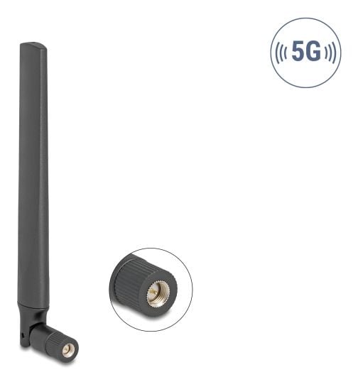 DeLOCK 81466, 4,7 dBi, 3.3 - 5 GHz, 50 O, Ympyräsäteilyantenni, SMA, Lineaarinen, pystysuora