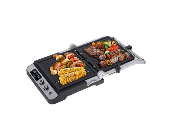 Adler AD 3059 sähkögrilli 3000 W 2-in-1 LED, ruostumaton teräs, musta
