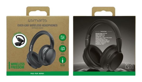 4smarts SkyBuds Wave, Ledning & Trådløs, Samtaler/musikk, 20 - 20000 Hz, 180 g, Hodesett, Sort