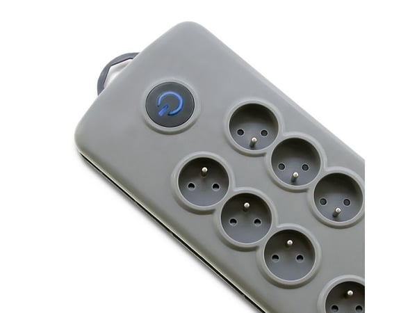 Qoltec Quick Switch - Överspänningsskydd - AC 230 V - 3500 Watt - utgångskontakter: 8 - 2.5 m sladd - grå