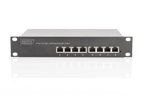 DIGITUS Professional DN-80114 - Switch - ohanterad - 8 x 10/100/1000 - väggmonterbar