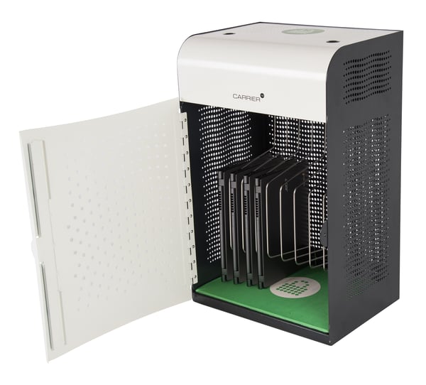 LocknCharge Carrier 10, Kabinett for håndtering av bærbare enheter, Blå, Grønn, Grå, Hvit, Bord, Vegg, Rustfritt stål, Laptop, Nettbrett, 43,2 cm (...