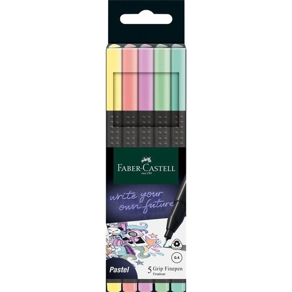 Faber-Castell FINEPEN - Fineliner - pastel colors - food coloring ink - 0.4 mm - fin (en pakke 5)