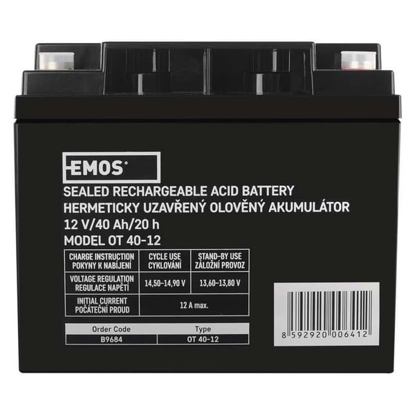 Emos 1201003700, Ladattava akku, Sealed Lead Acid (VRLA), 12 V, 1 kpl, 40000 mAh, 5 vuosi/vuosia